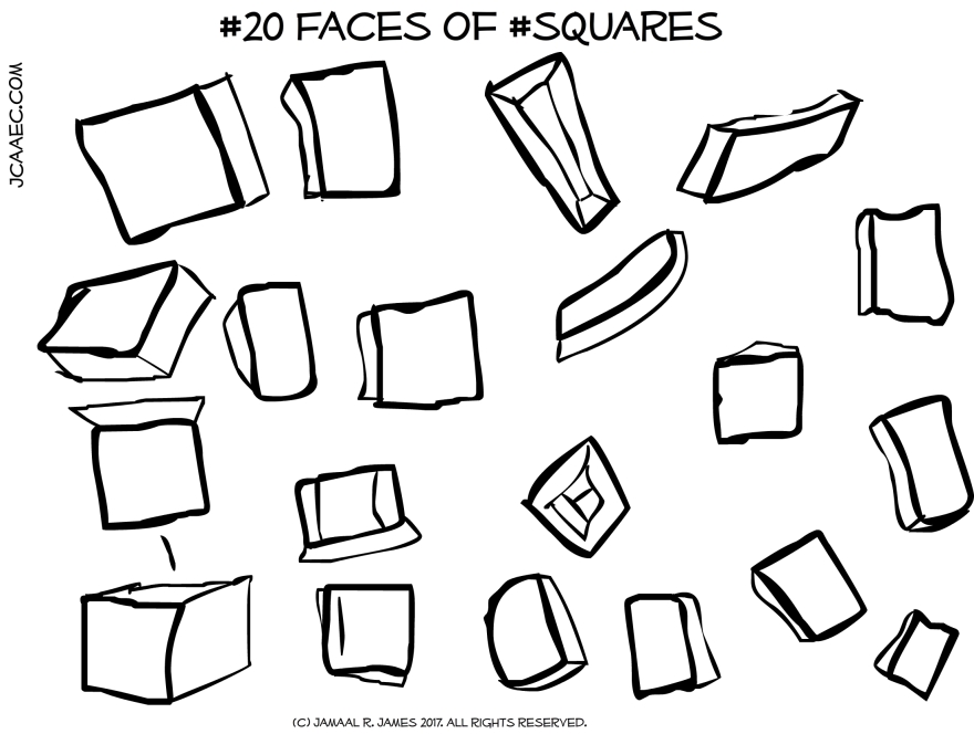Square box drawings by illustrator Jamaal R. James